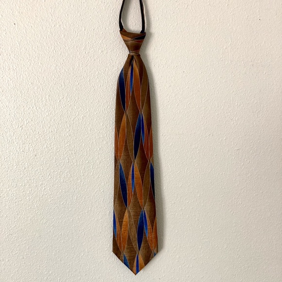 Puritan Other - Blue and Brown Abstract Design Zip Up Tie by Puritan